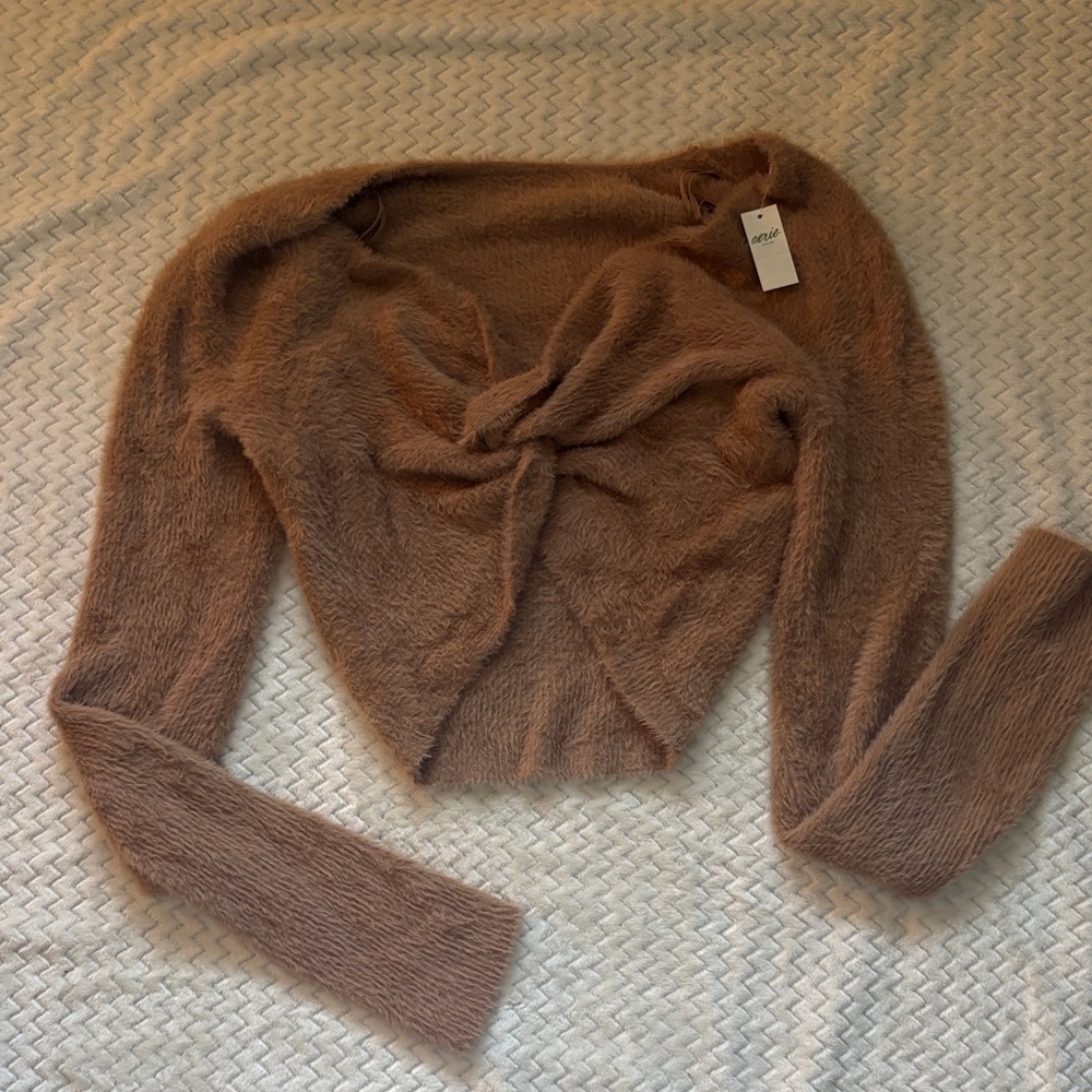 Aerie Cozy Cropped Knit Twist Front Sweater